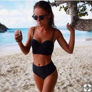 Black high waist bikini bottoms
